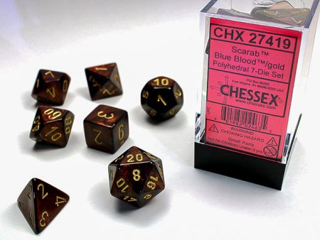 Chessex - 7-Dice Set - Scarab - Blue Blood Gold Online