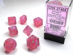 Chessex - 7-Dice Set - Borealis - Pink Silver For Sale