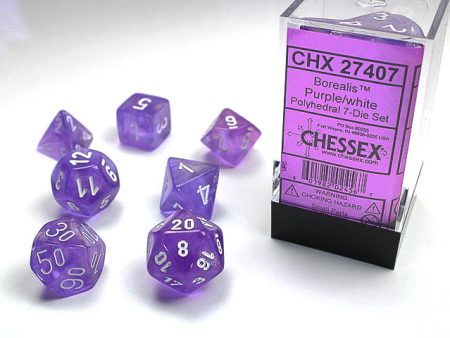 Chessex - 7-Dice Set - Borealis - Purple White For Cheap