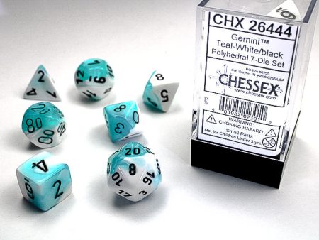 Chessex - 7-Dice Set - Gemini - Teal-White Black Discount