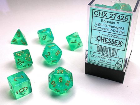 Chessex - 7-Dice Set - Borealis - Light Green Gold For Cheap