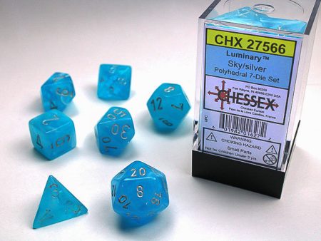 Chessex - 7-Dice Set - Luminary - Sky Silver Online Sale