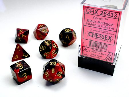 Chessex - 7-Dice Set - Gemini - Black-Red Gold Supply