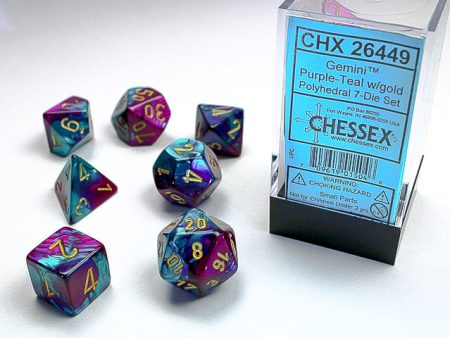 Chessex - 7-Dice Set - Gemini - Purple-Teal Gold Supply